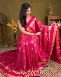 Rich Magenta Pink Pure Mysore Crepe Silk Saree