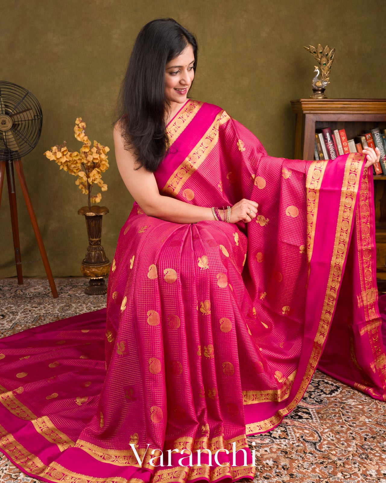 Rich Magenta Pink Pure Mysore Crepe Silk Saree