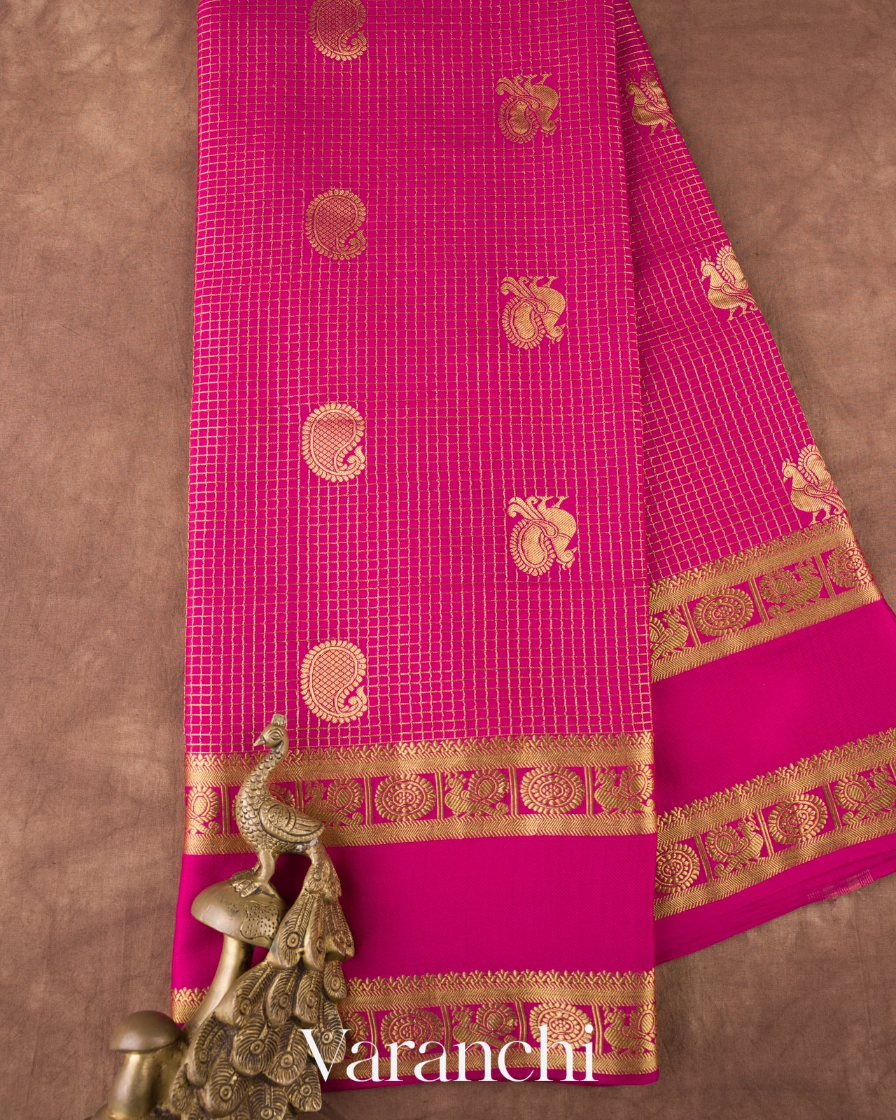 Rich Magenta Pink Pure Mysore Crepe Silk Saree