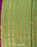 Purple Striped Pure Mysore Crepe Silk Saree