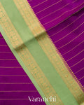 Purple Striped Pure Mysore Crepe Silk Saree
