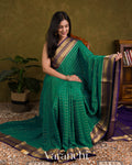 Ram Green Checkered Pure Mysore Crepe Silk Saree