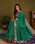 Ram Green Checkered Pure Mysore Crepe Silk Saree