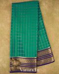 Ram Green Checkered Pure Mysore Crepe Silk Saree