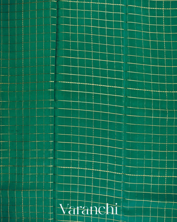 Ram Green Checkered Pure Mysore Crepe Silk Saree
