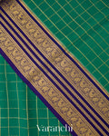 Ram Green Checkered Pure Mysore Crepe Silk Saree