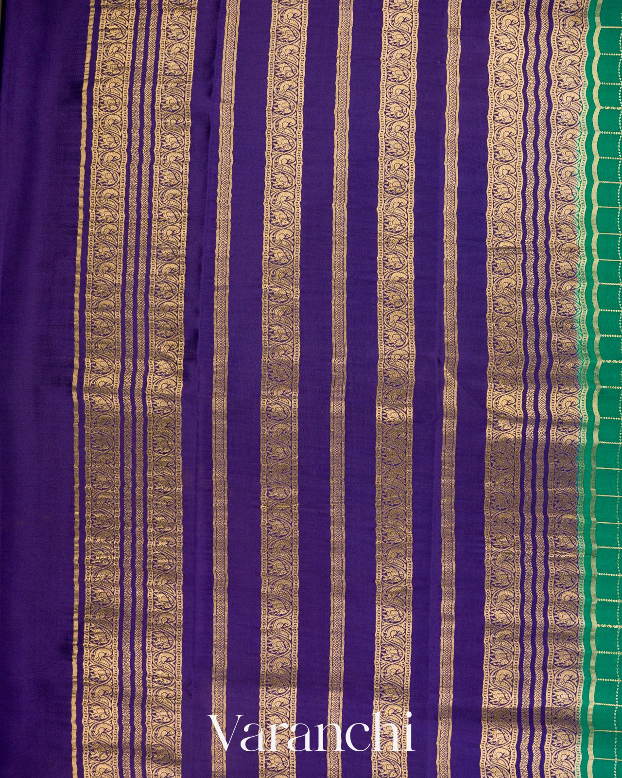 Ram Green Checkered Pure Mysore Crepe Silk Saree