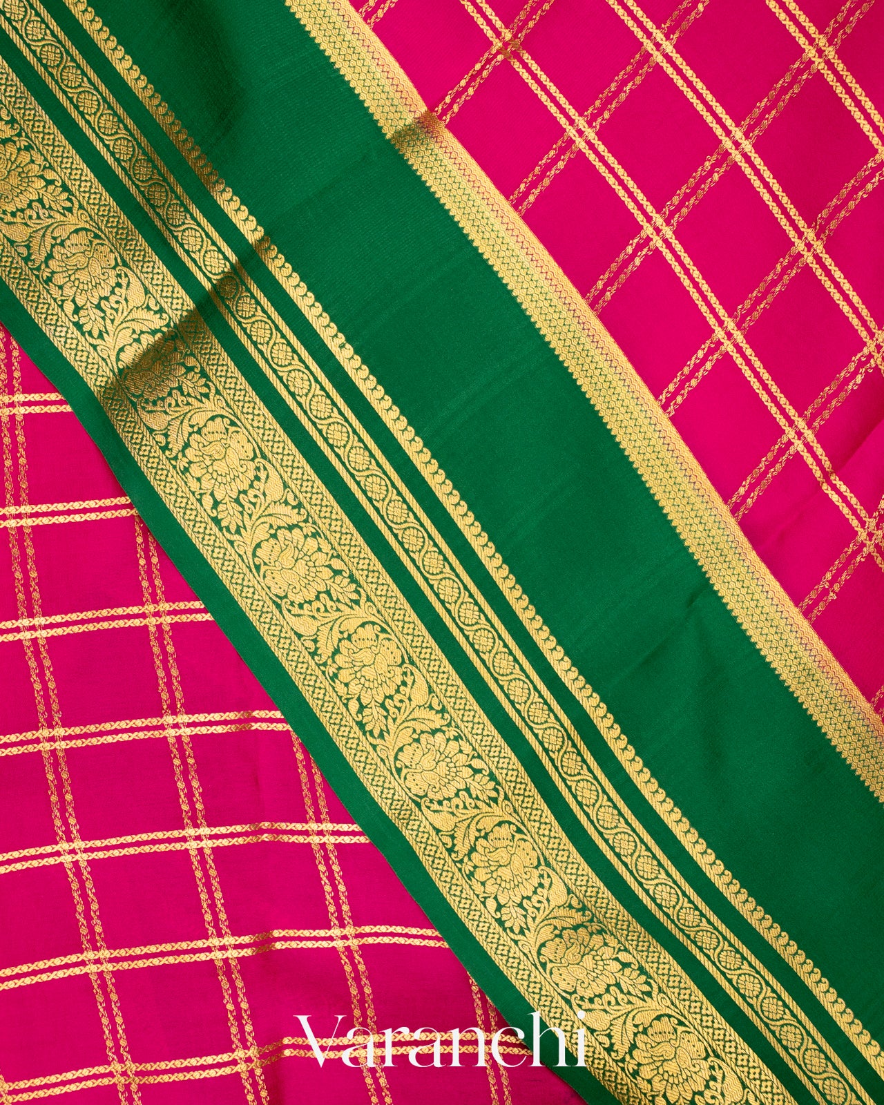 Rani Pink Pure Mysore Crepe Silk Saree