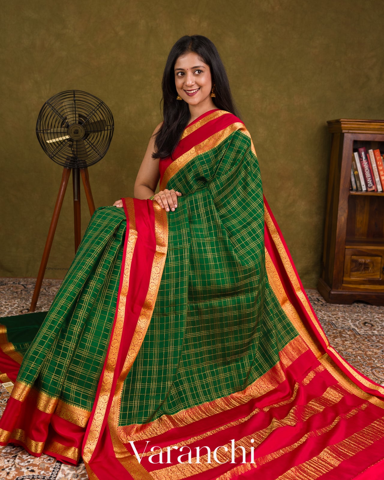 Bright Red Pure Mysore Crepe Silk Saree