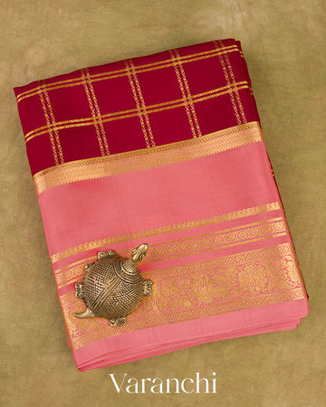 Royal Maroon Pure Mysore Crepe Silk Saree