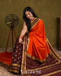 Rust Orange with Patli Butta Pure Mysore Crepe Silk Saree