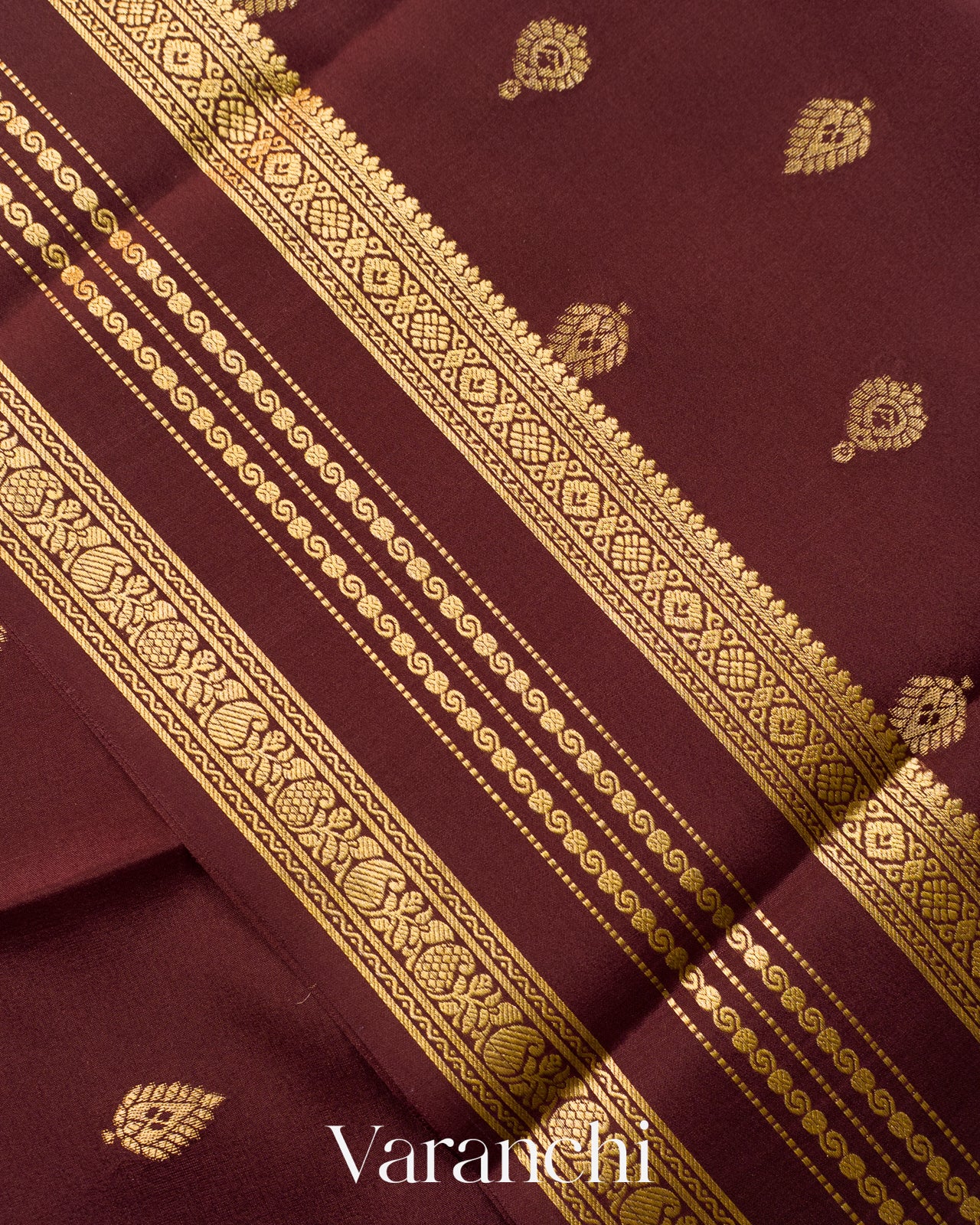 Rust Orange with Patli Butta Pure Mysore Crepe Silk Saree