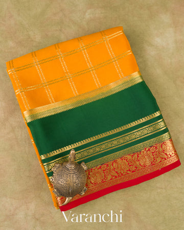 Turmeric Yellow Pure Mysore Crepe Silk Saree