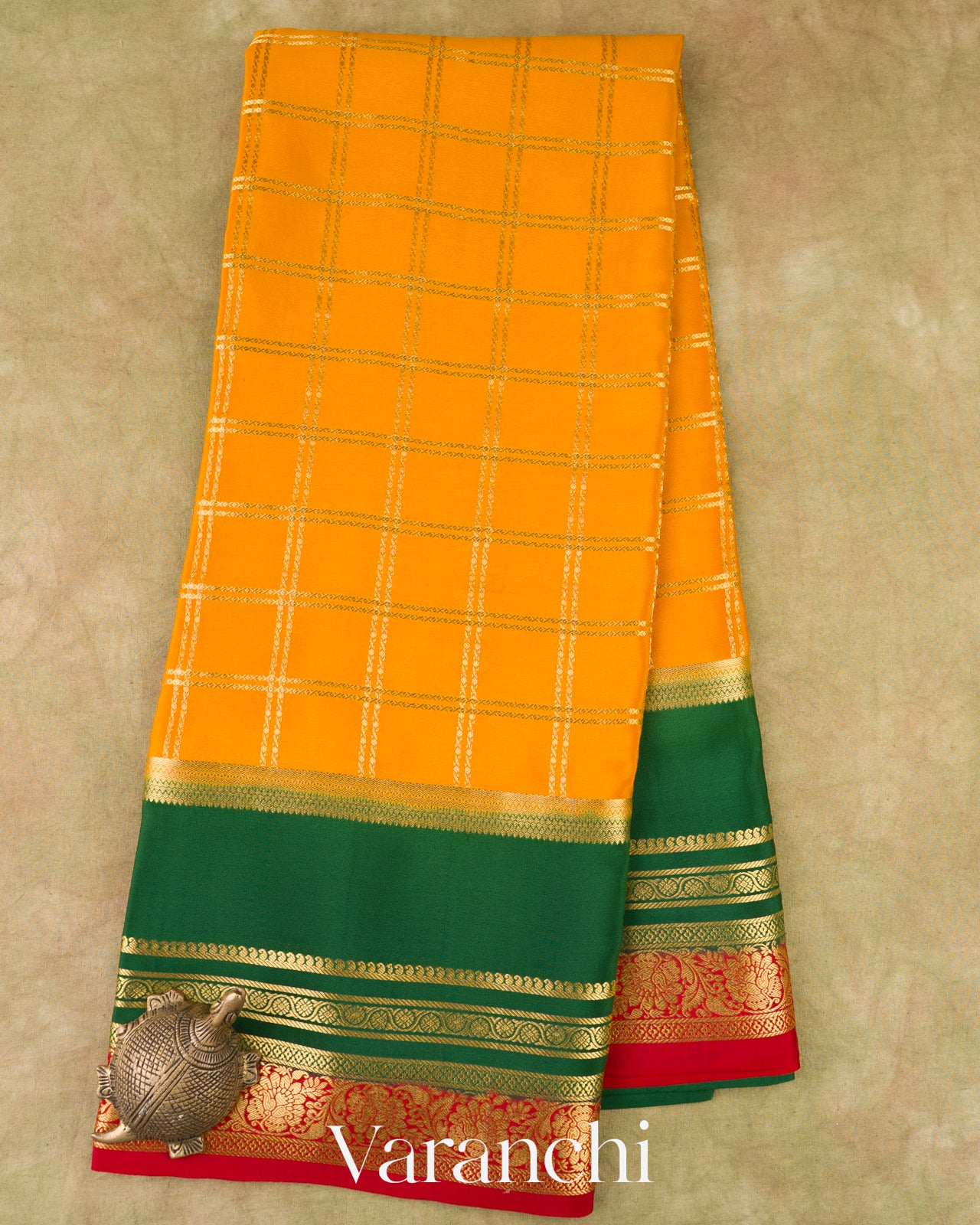 Turmeric Yellow Pure Mysore Crepe Silk Saree