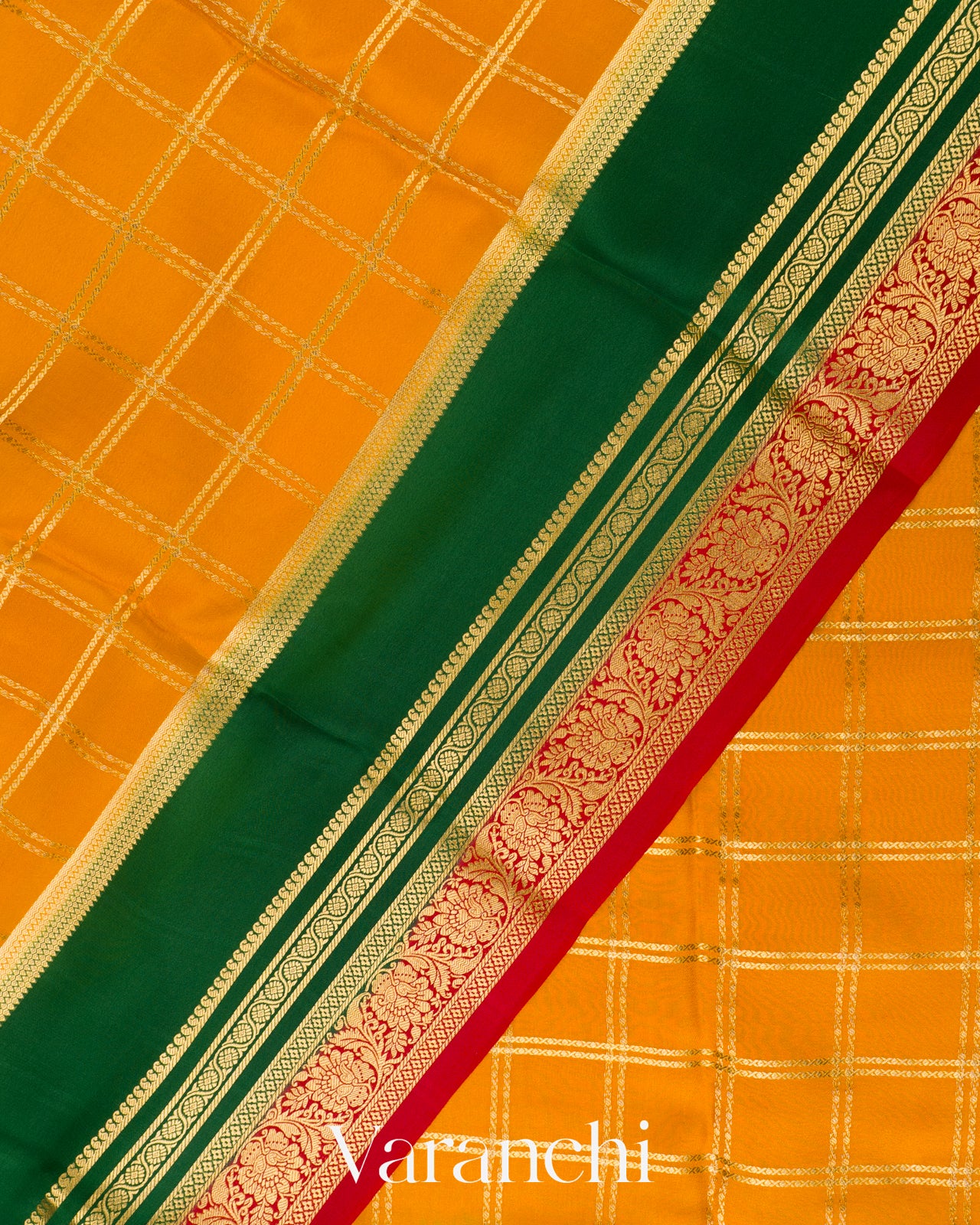 Turmeric Yellow Pure Mysore Crepe Silk Saree