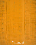 Marigold Yellow Checkered Pure Mysore Crepe Silk Saree