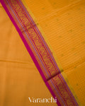 Marigold Yellow Checkered Pure Mysore Crepe Silk Saree