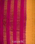 Marigold Yellow Checkered Pure Mysore Crepe Silk Saree