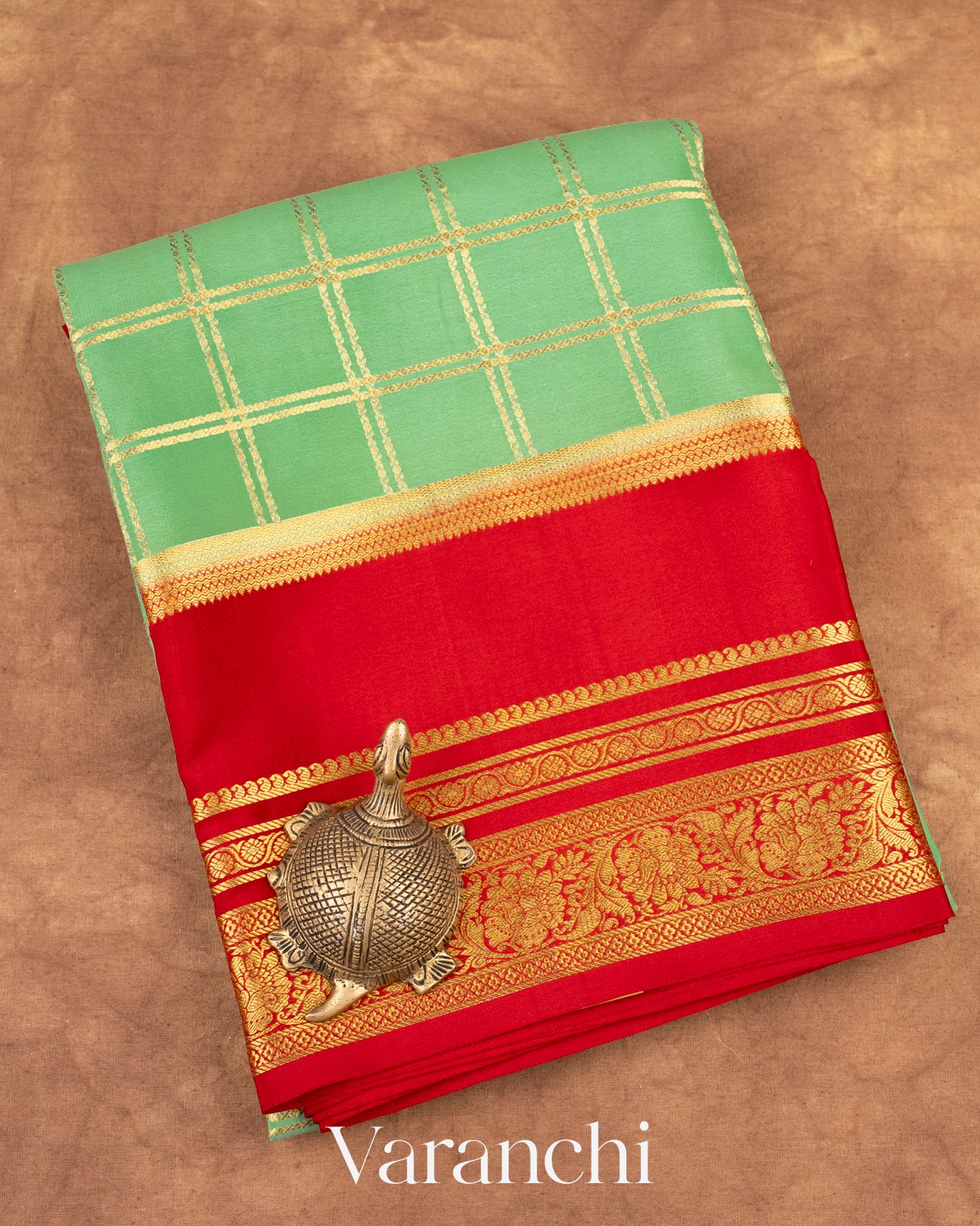 Mint Green Pure Mysore Crepe Silk Saree