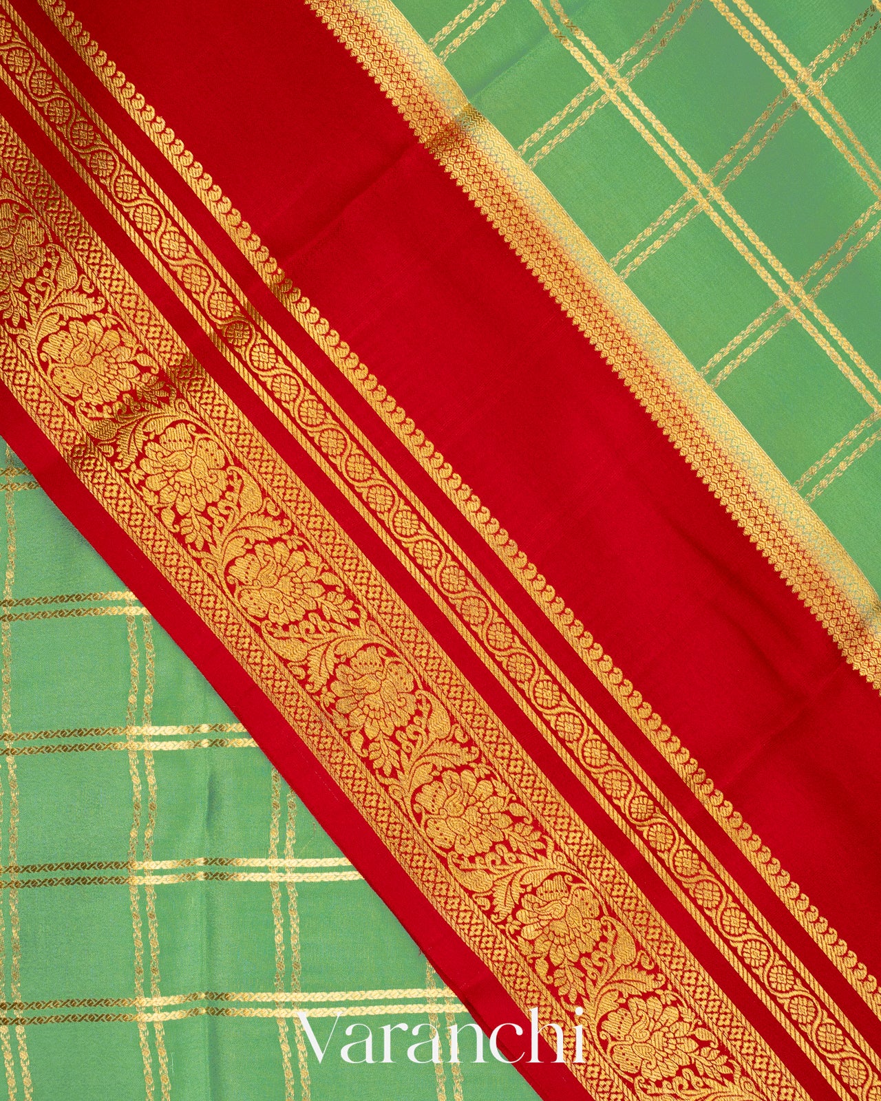 Mint Green Pure Mysore Crepe Silk Saree