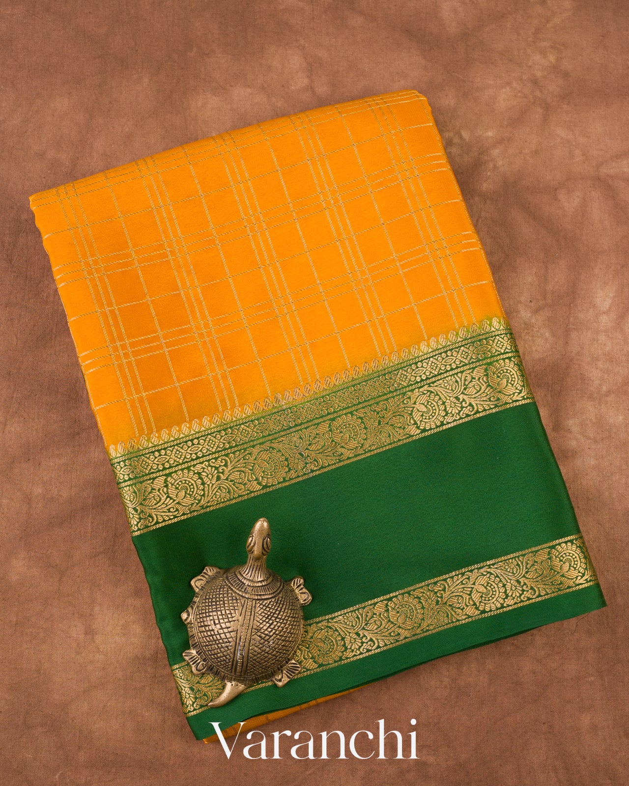 Turmeric Yellow Pure Mysore Crepe Silk Saree