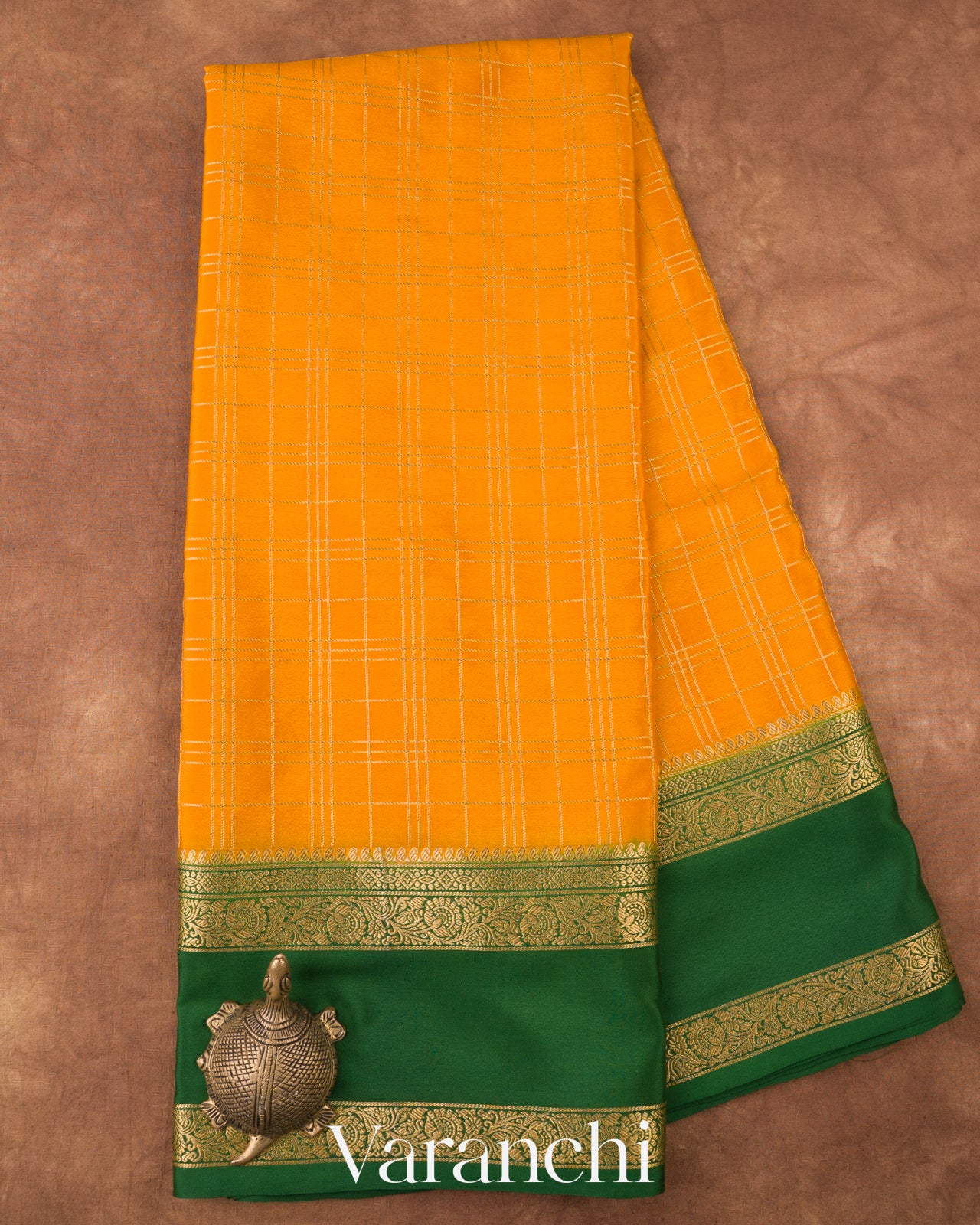 Turmeric Yellow Pure Mysore Crepe Silk Saree