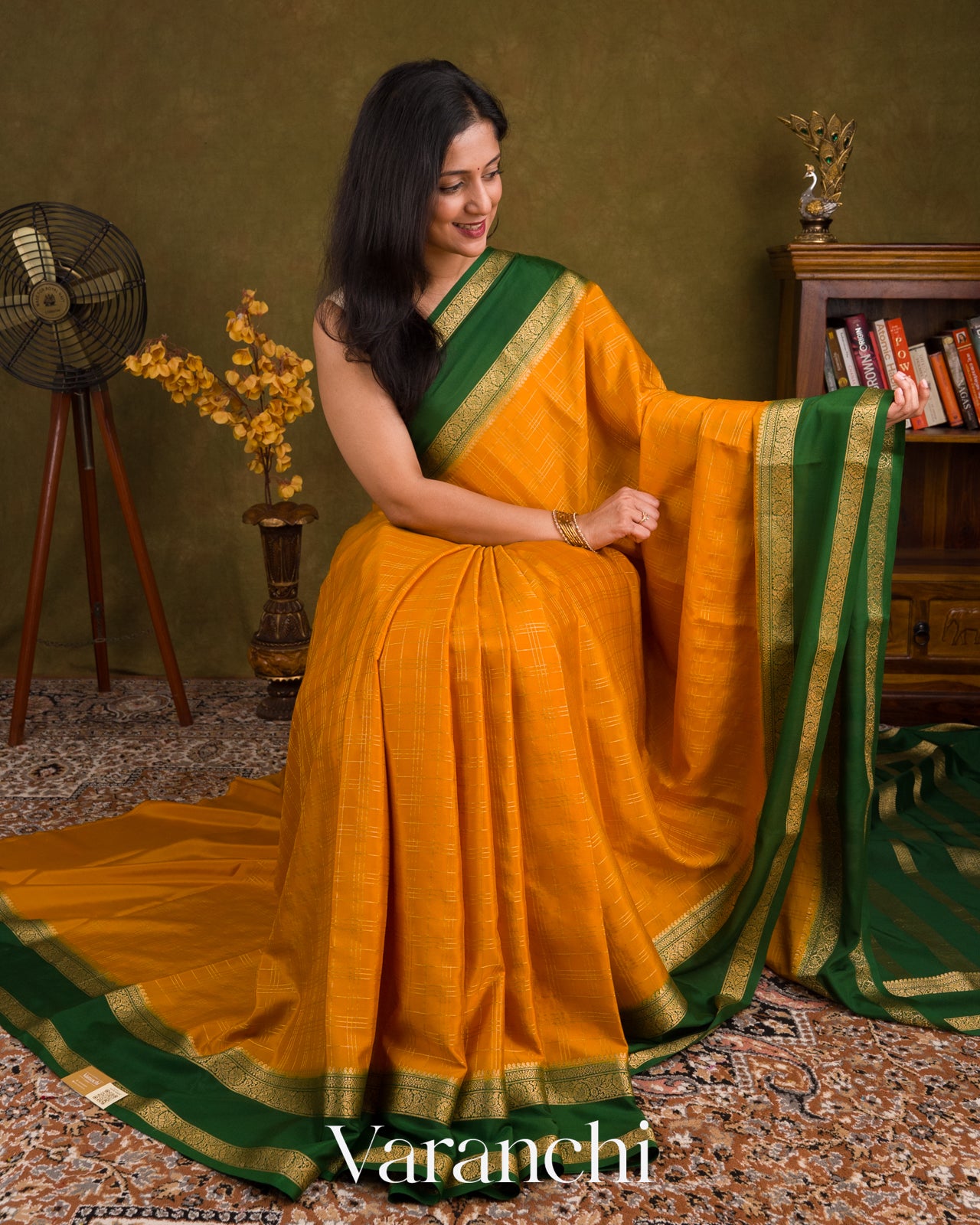 Turmeric Yellow Pure Mysore Crepe Silk Saree
