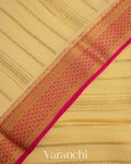 Butter Yellow Striped Pure Mysore Crepe Silk Saree