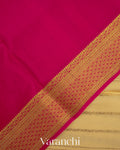 Butter Yellow Striped Pure Mysore Crepe Silk Saree