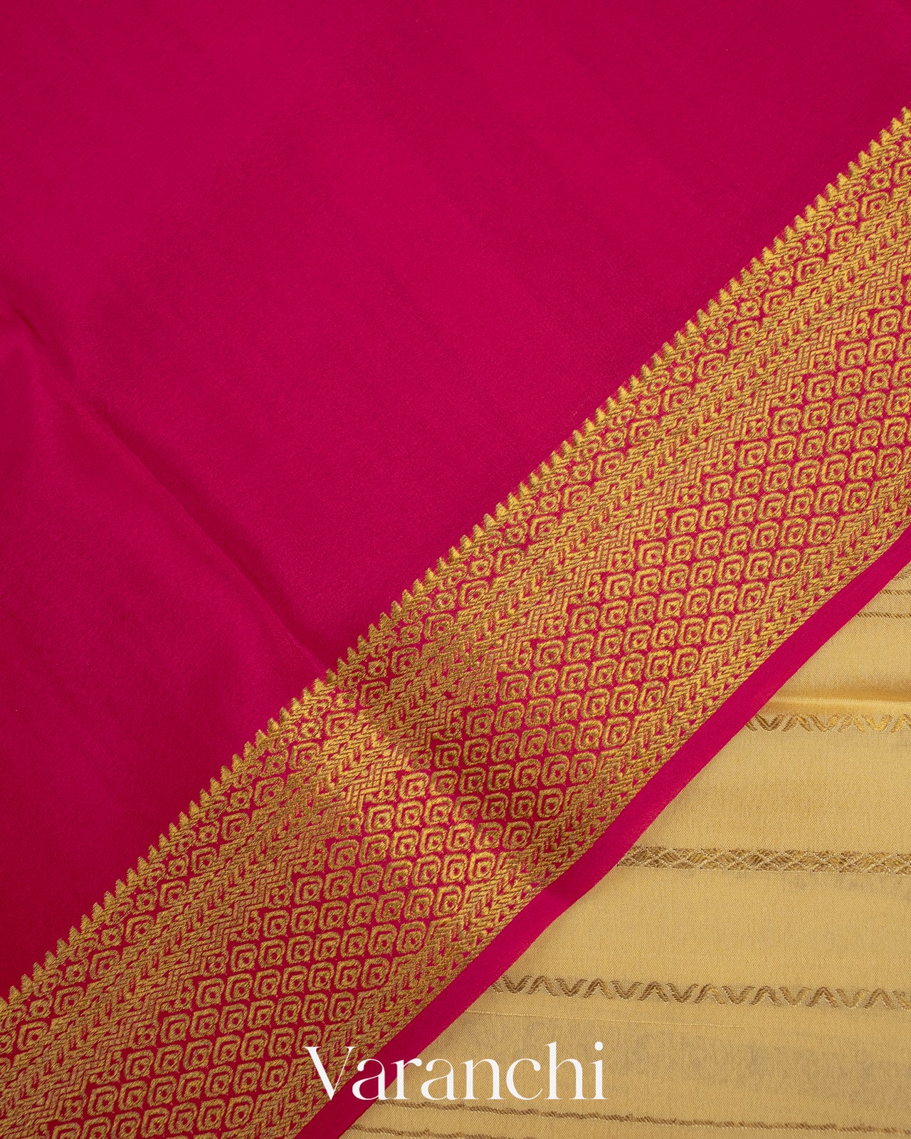 Butter Yellow Striped Pure Mysore Crepe Silk Saree