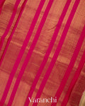 Butter Yellow Striped Pure Mysore Crepe Silk Saree