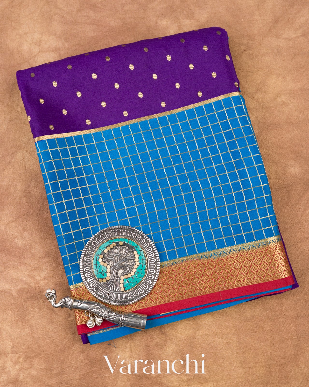 Deep Purple Pure Mysore Crepe Silk Saree 