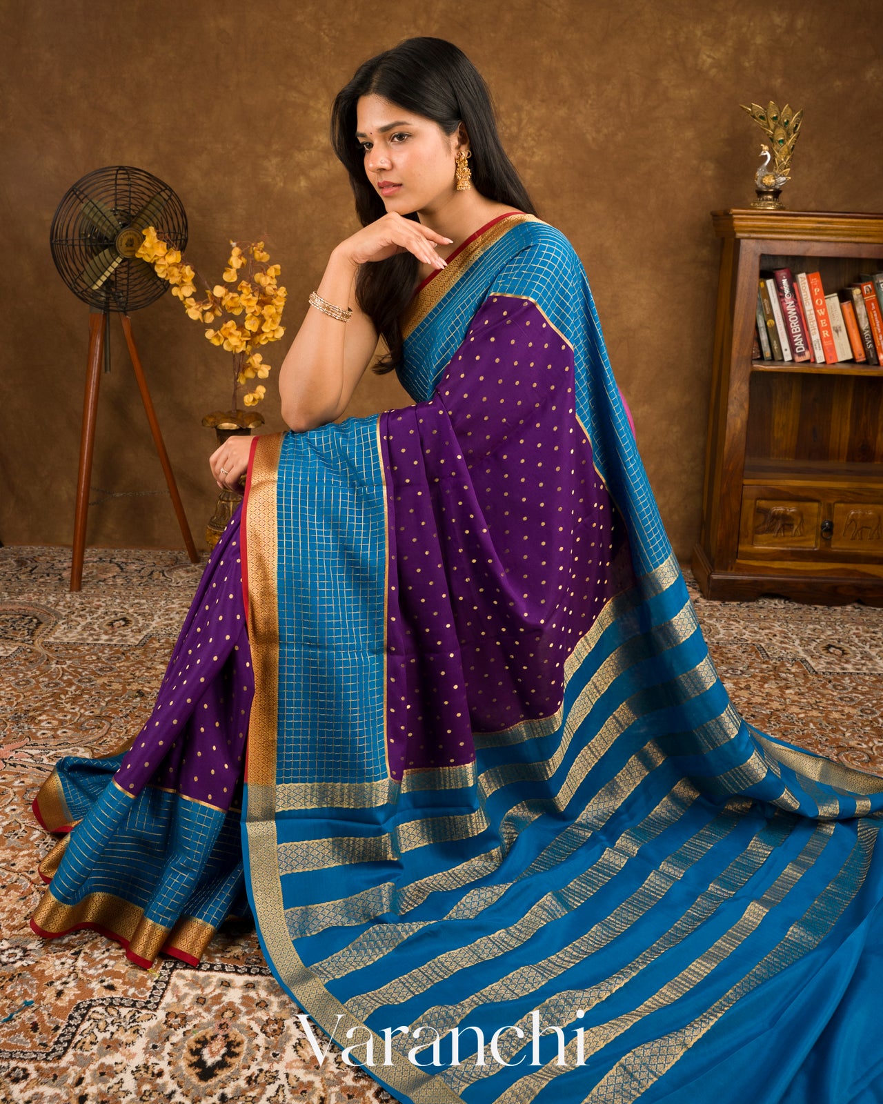 Deep Purple Pure Mysore Crepe Silk Saree 