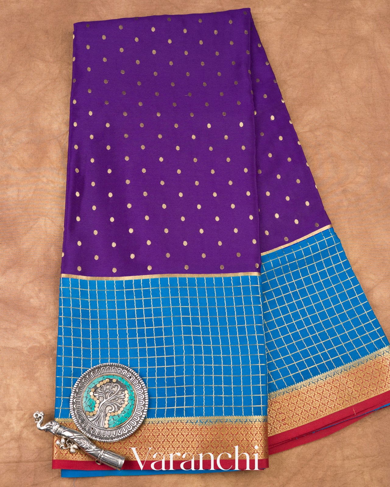 Deep Purple Pure Mysore Crepe Silk Saree 