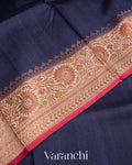 Navy Blue Pure Tussar Silk Handlooom Saree