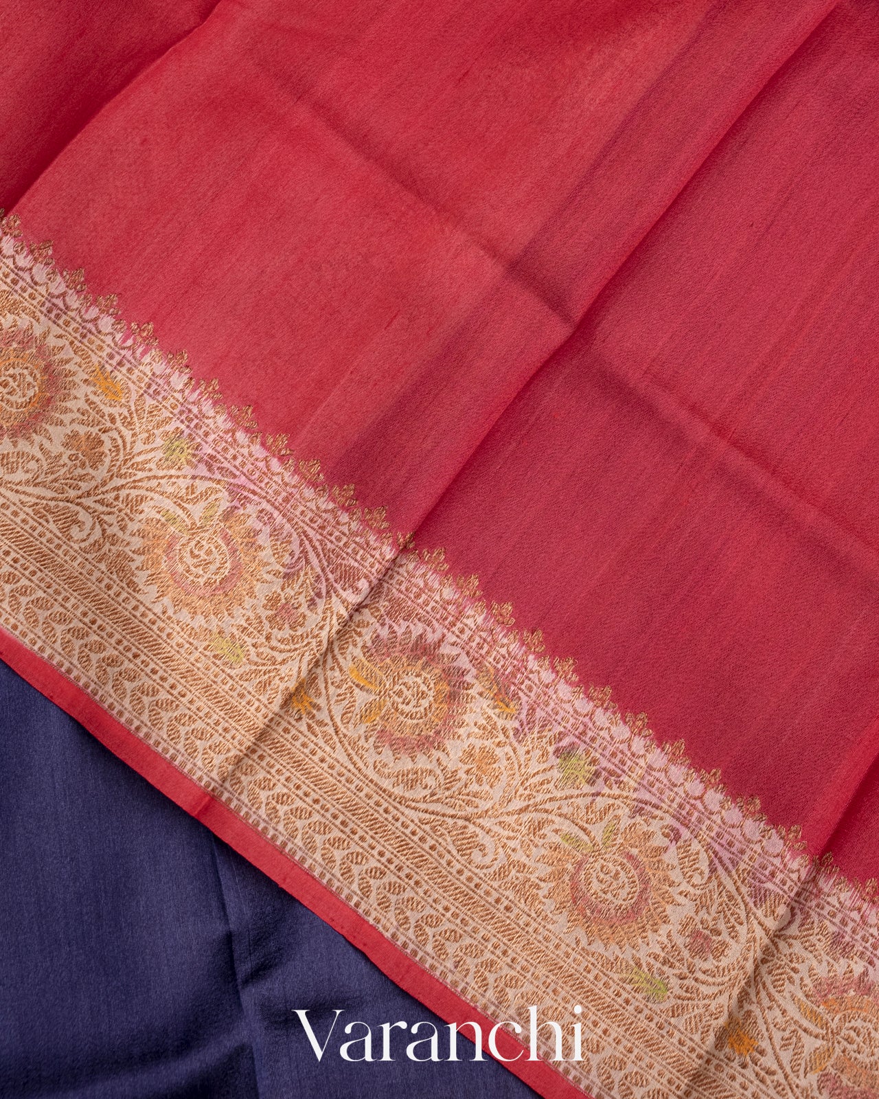 Navy Blue Pure Tussar Silk Handlooom Saree