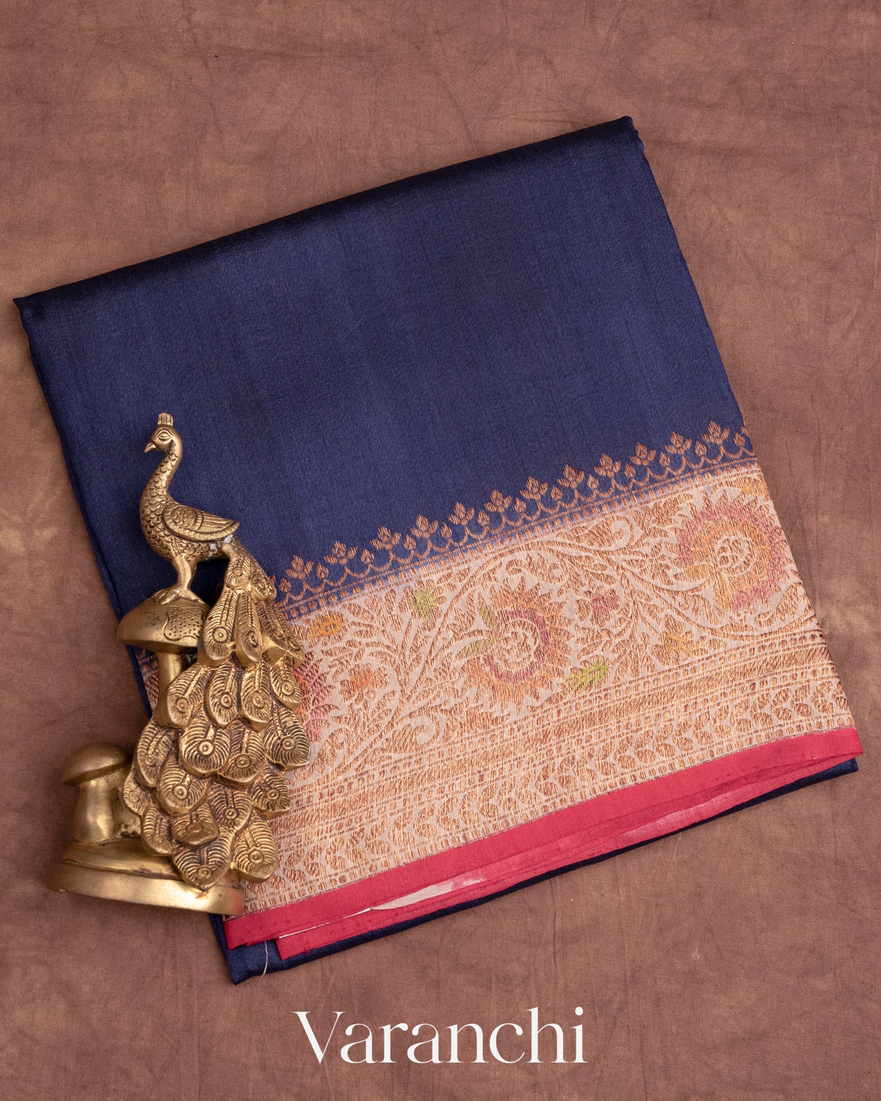 Navy Blue Pure Tussar Silk Handlooom Saree