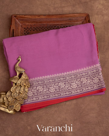 Pomegranate Pink Pure Georgette Silk Saree