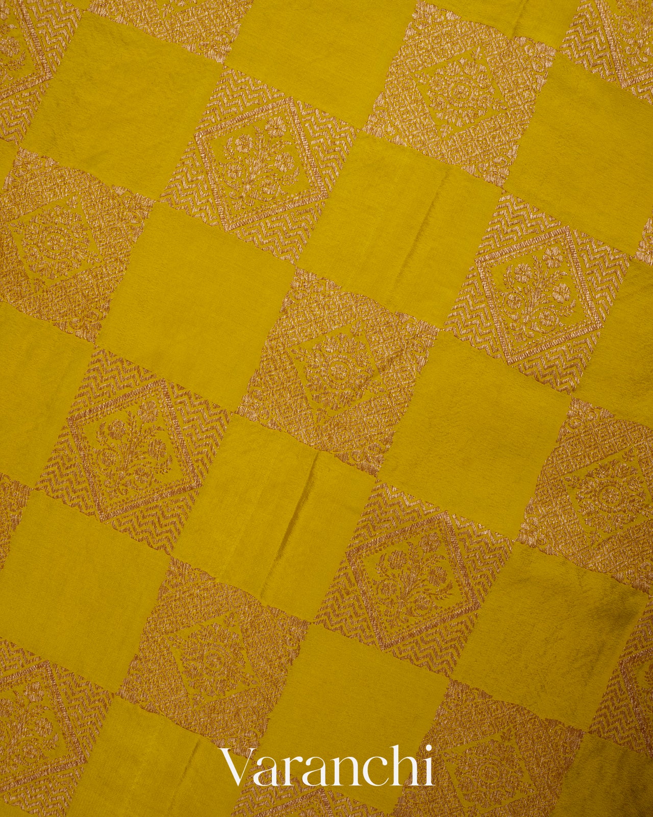 Olive Yellow Pure Crepe Silk Handloom Saree