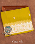 Olive Yellow Pure Chiffon Silk Handloom Saree