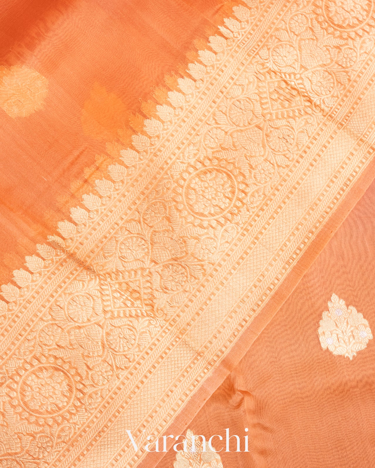 Bubblegum Pink Muskmelon Orange Pure Kora Silk Ombre-dyed Handloom Saree