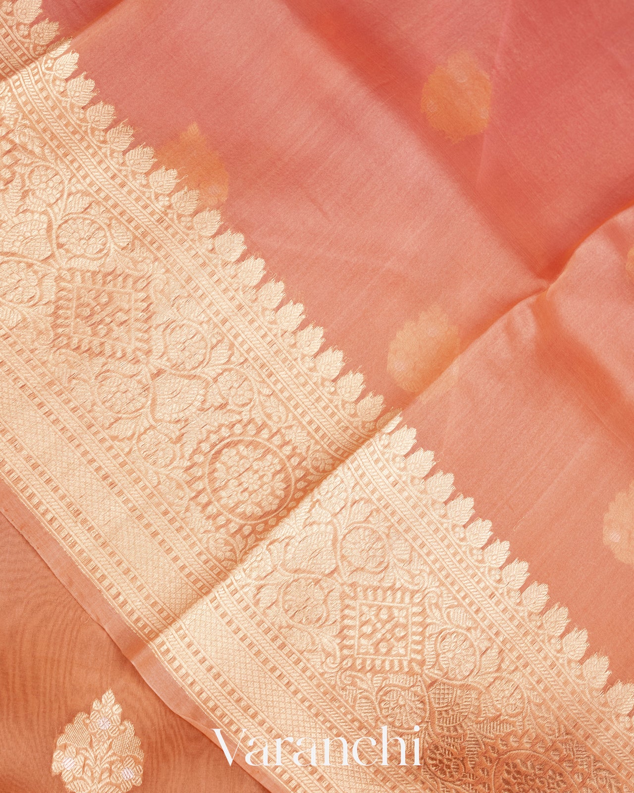 Bubblegum Pink Muskmelon Orange Pure Kora Silk Ombre-dyed Handloom Saree