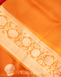 Sunset Orange Pure Kora Silk Ombre-dyed Handloom Saree