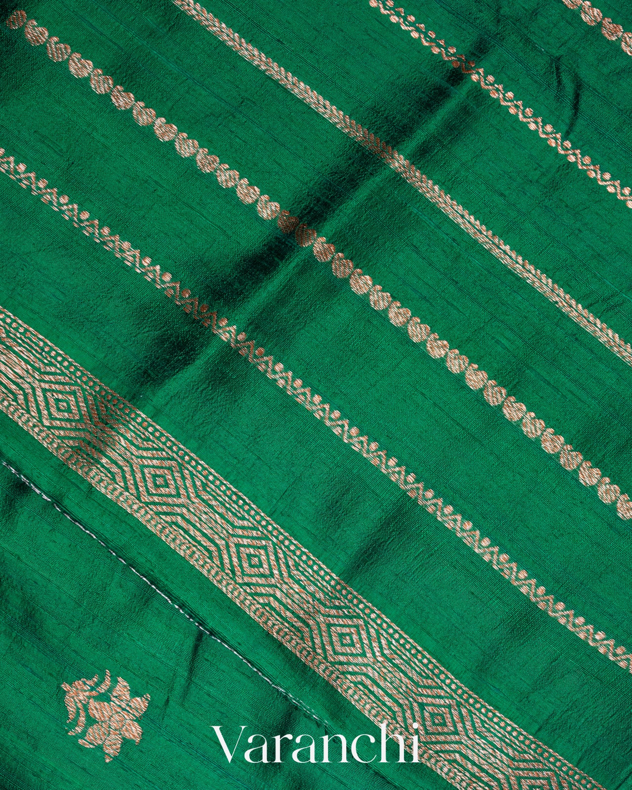 Peacock Blue Ombre-Dyed Raw Silk Handloom Saree