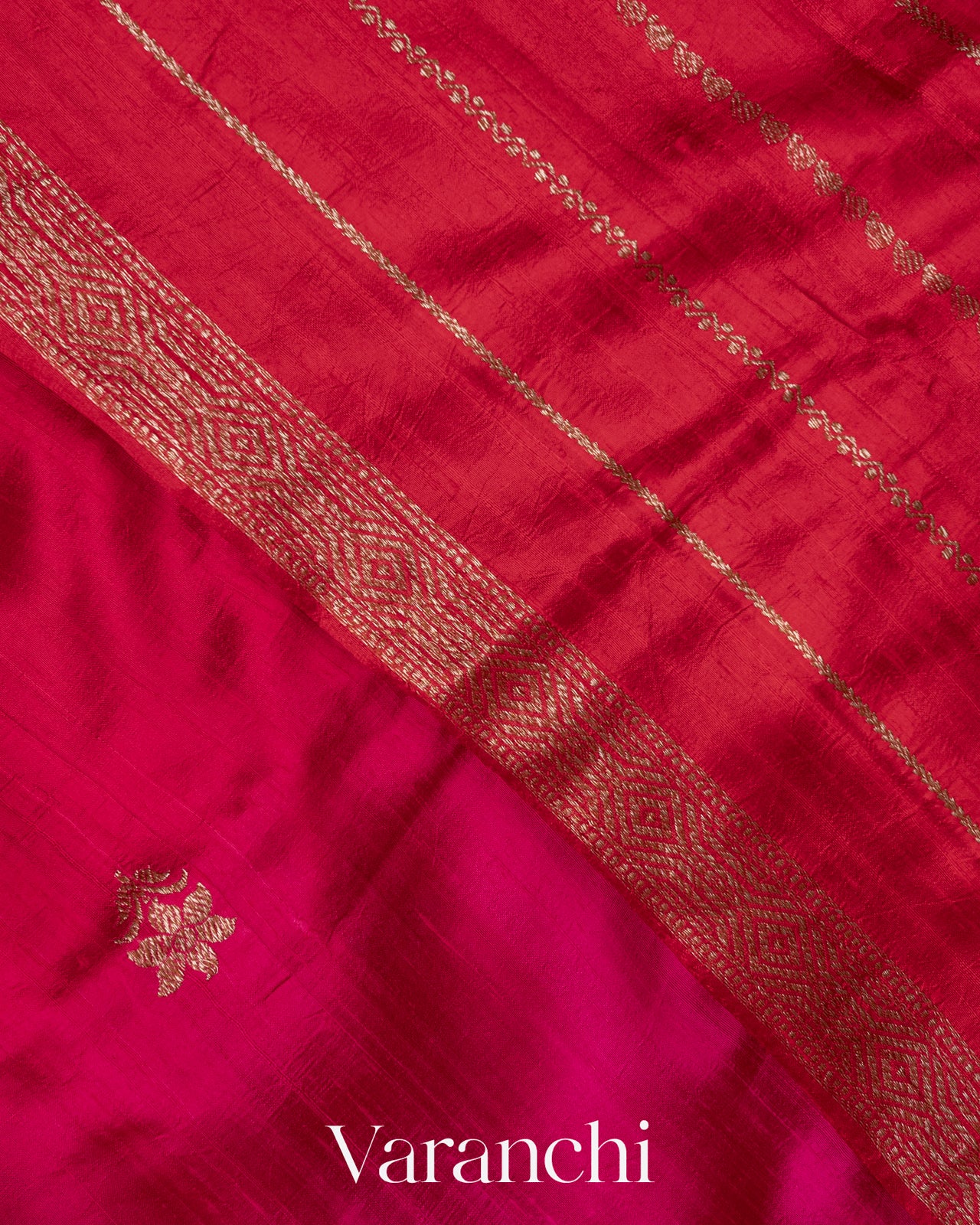 Rani Pink Ombre-Dyed Raw Silk Handloom Saree