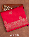 Bright Red and Rani Pink Pure Raw Silk Ombre-dyed Handloom Saree