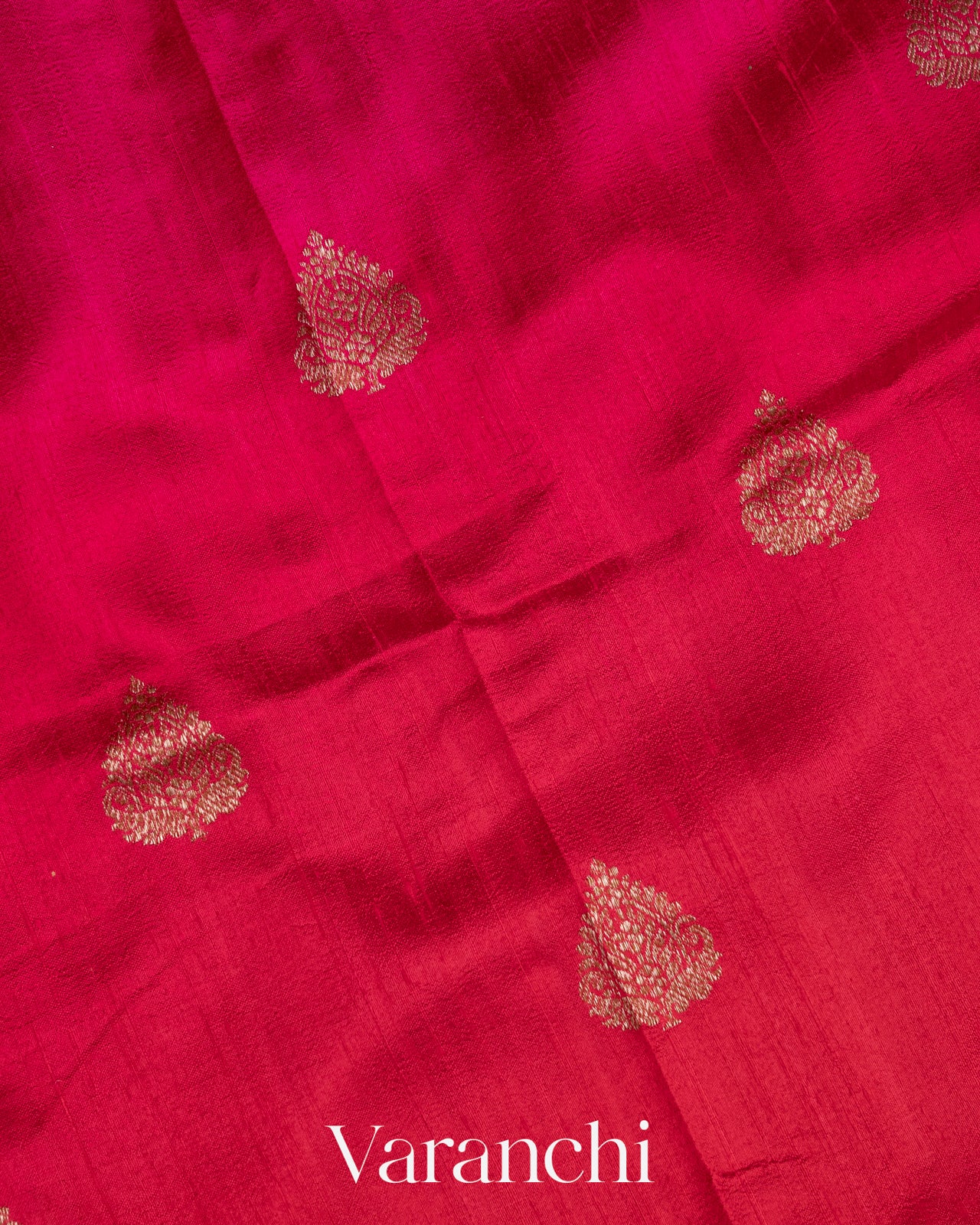 Bright Red and Rani Pink Pure Raw Silk Ombre-dyed Handloom Saree