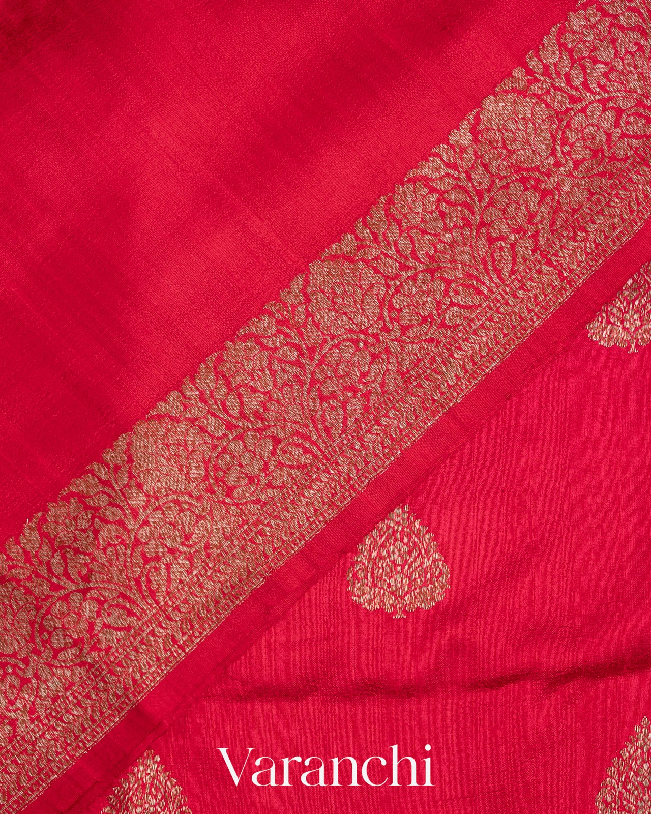 Bright Red and Rani Pink Pure Raw Silk Ombre-dyed Handloom Saree