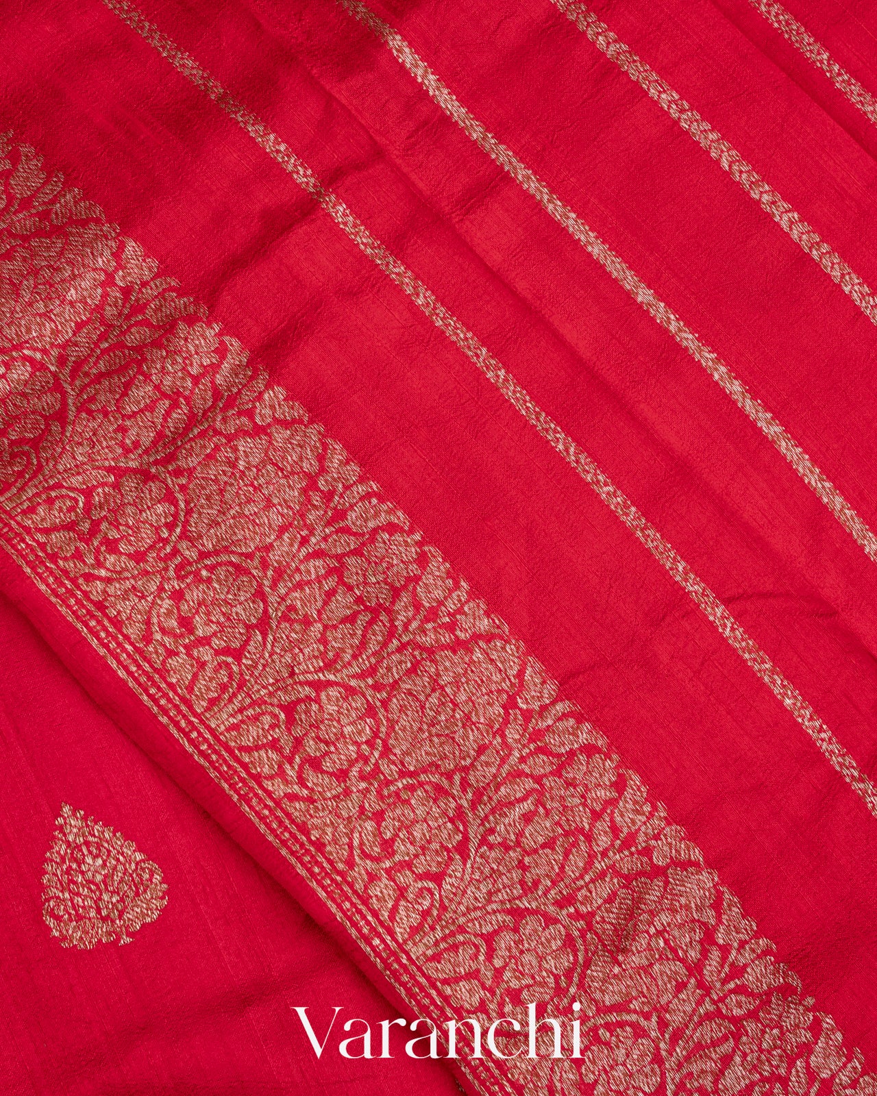 Bright Red and Rani Pink Pure Raw Silk Ombre-dyed Handloom Saree