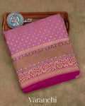 Dusty Pink Pure Crepe Silk Handloom Saree